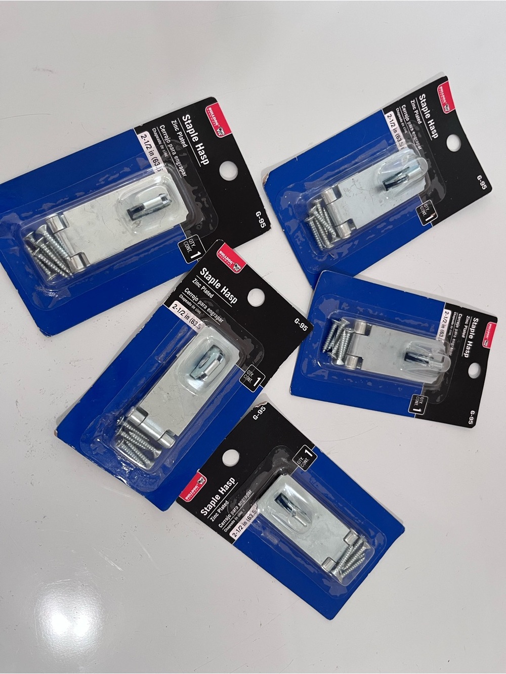 5 Pcs Bulldog Hardware 2-1/2in. Staple Safety Hasp, Zinc Plated